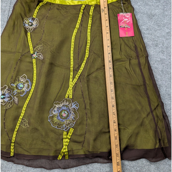 Vintage Sunny Leigh Skirt Womens 12 Silk Layered Y2K Floral Preppy Sheer Fairy - Picture 3 of 7